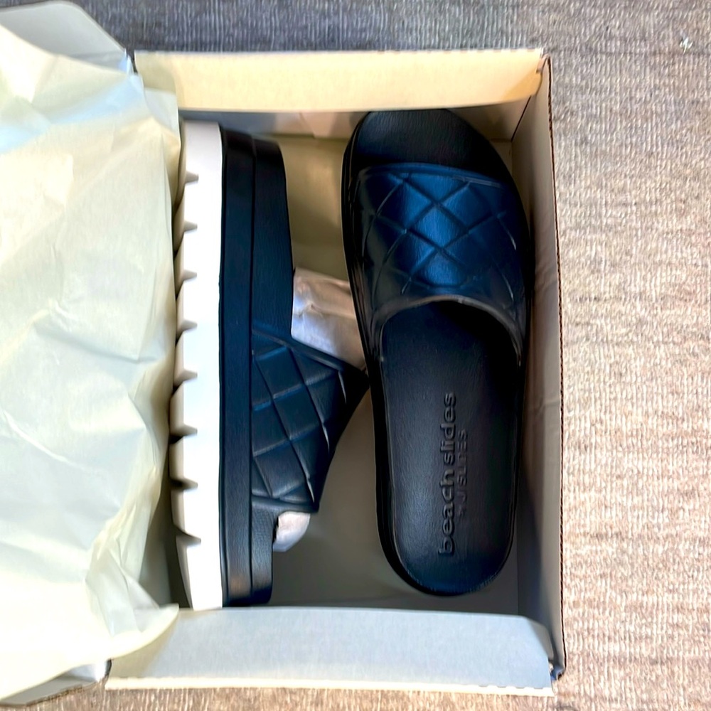 J/Slides Beach slides NEW IN BOX never worn size 8 black